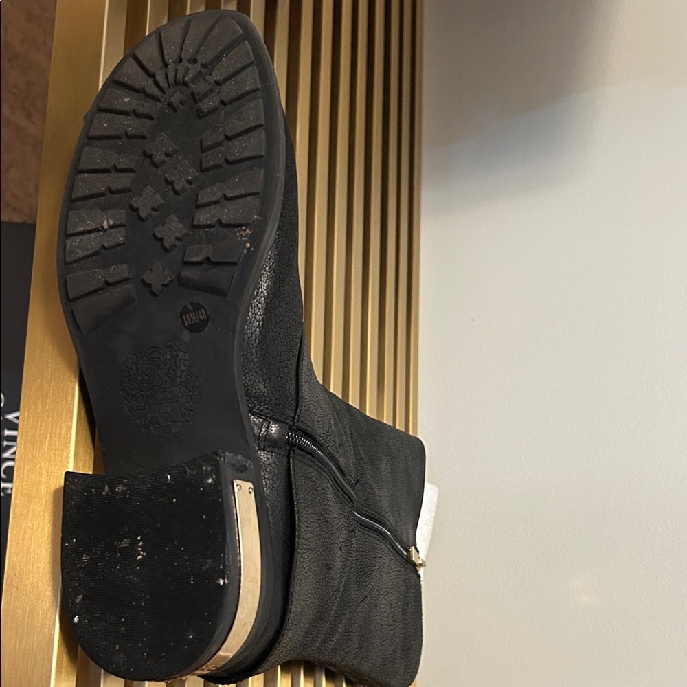 Vince Camuto Black & Gold Zipper Contemporary Boots - Picture 4 of 16